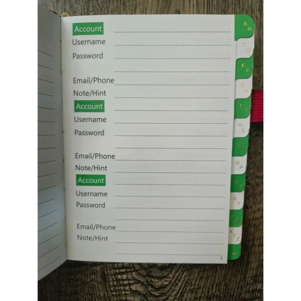 Password Keeper Organizer Red Faux Leather Alphabetical Tabbed Address Book